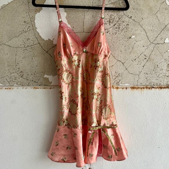Y2K Victoria Secret Slip Dress Floral Satin Chemise VS Angels Nightie Rare Fairy - Picture 1 of 12